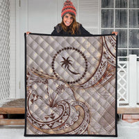 Chuuk State Premium Quilt - Hibiscus Flowers Vintage Style - Polynesian Pride