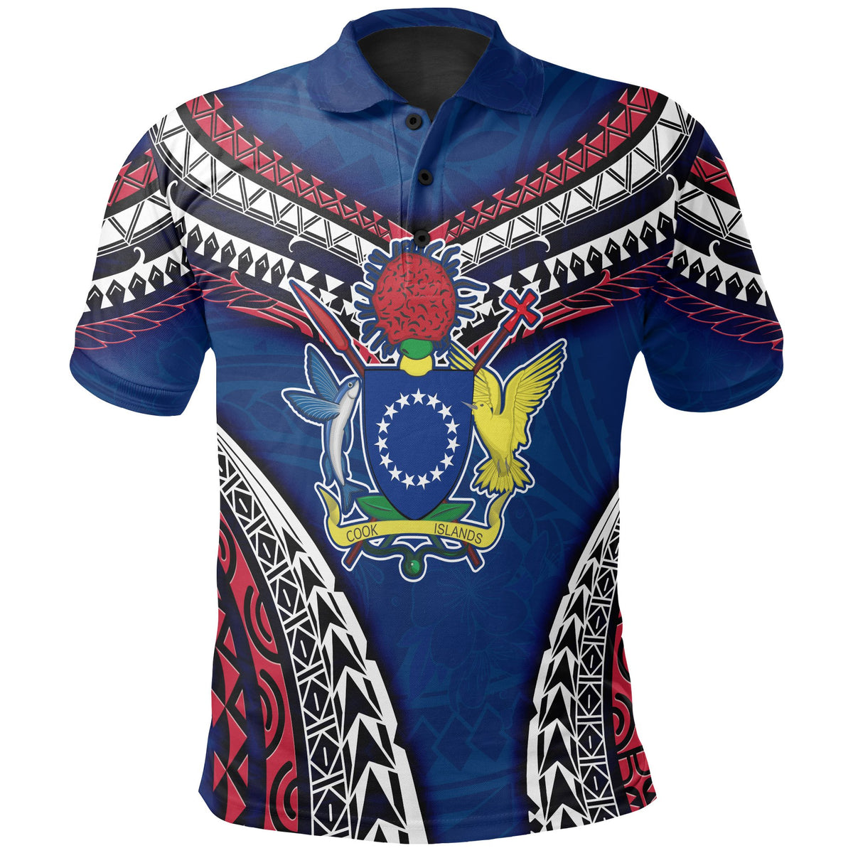 Cook Islands Polo Shirt Warrior Style Polynesia Pattern Unisex Blue - Polynesian Pride