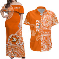 (Custom Text And Number) Tonga Polynesian Matching Hawaiian Shirt and Dress Beulah College with Ngatu Pattern LT14 Orange - Polynesian Pride