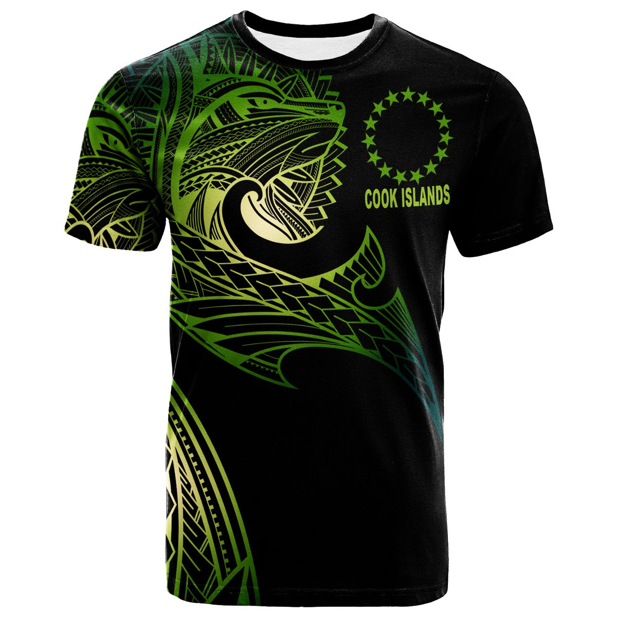 Cook Islands T Shirt Leader Wolf Is You Gradient Color Unisex Black - Polynesian Pride