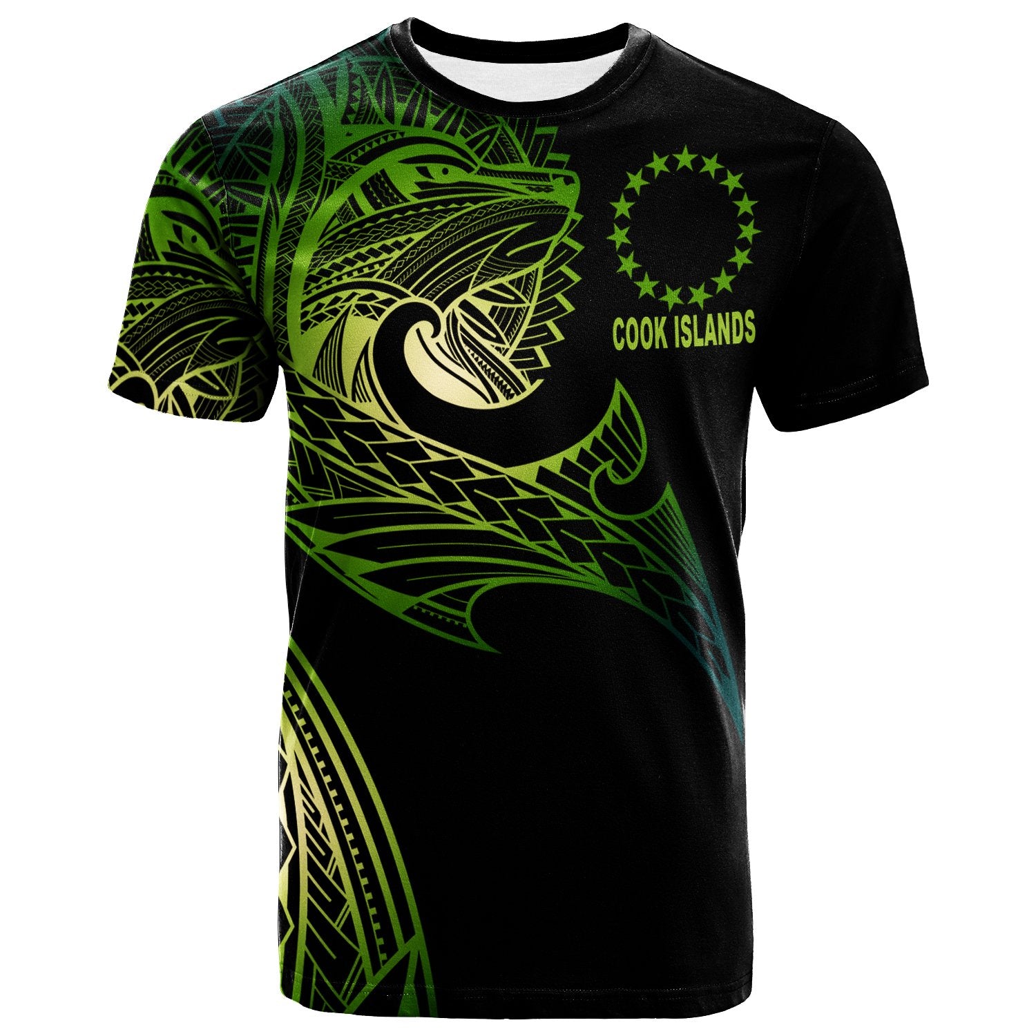 Cook Islands T Shirt Leader Wolf Is You Gradient Color Unisex Black - Polynesian Pride