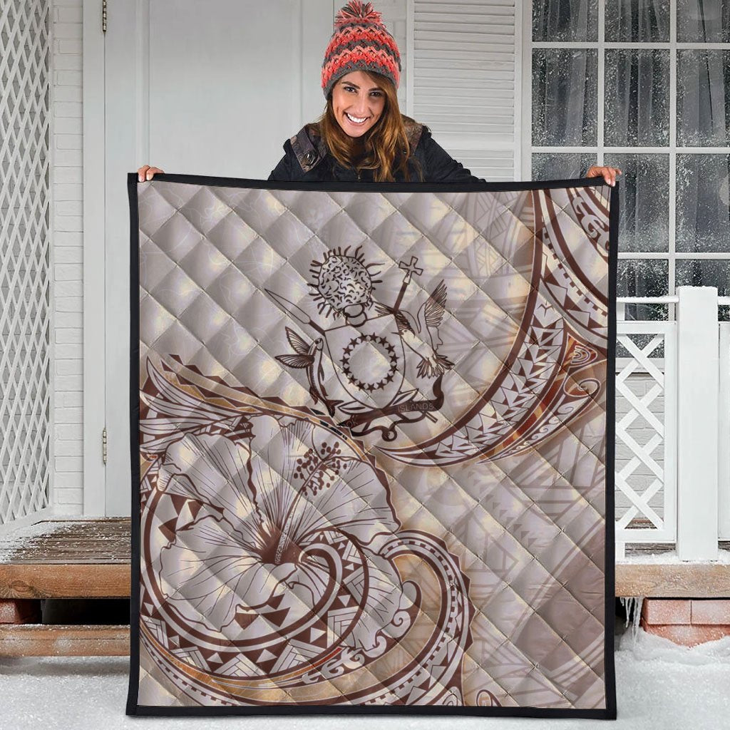 Cook Islands Premium Quilt - Hibiscus Flowers Vintage Style - Polynesian Pride