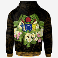 Cook Islands Zip Hoodie Polynesian Gold Patterns Collection - Polynesian Pride