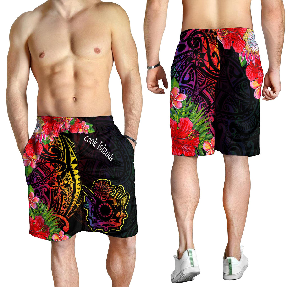 Cook Islands Men's Shorts - Tropical Hippie Style - Polynesian Pride