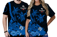 Custom New Caledonia Valentine Couple T Shirt My Sunshine Polynesia Turtle Blue LT14 No Men - Polynesian Pride