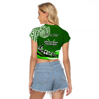 (Custom Personalised) American Samoa Raglan Cropped T Shirt Fautasi Race Samoan Pattern Ver.02 LT14 - Polynesian Pride