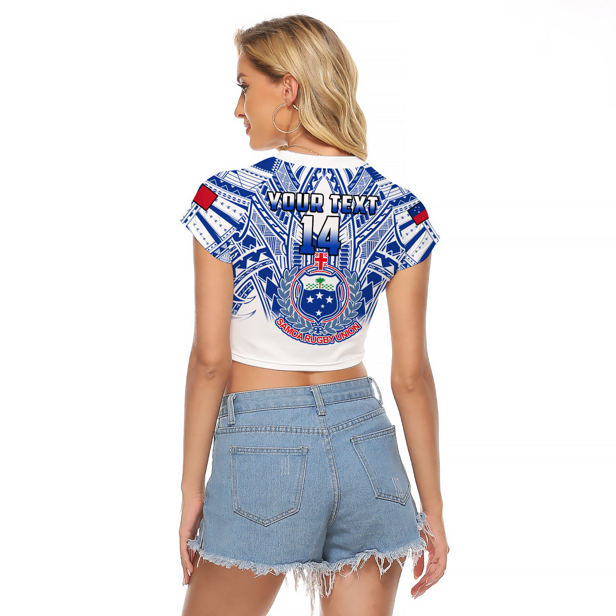 (Custom Text And Number) Samoa Rugby Raglan Cropped T Shirt Manu Samoa 7s Ginger White Polynesian LT14 - Polynesian Pride