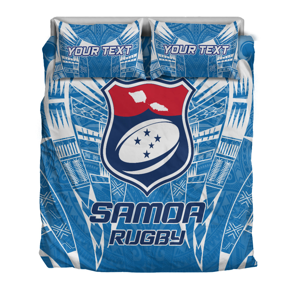 (Custom Personalised) Samoa Rugby Toa Samoa Blue Style Bedding Set - LT2 - Polynesian Pride