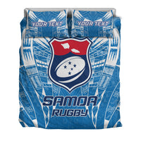 (Custom Personalised) Samoa Rugby Toa Samoa Blue Style Bedding Set - LT2 - Polynesian Pride