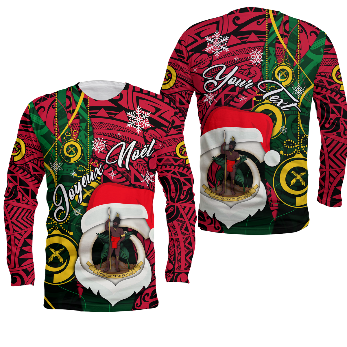 ( Custom Personalised) Vanuatu Christmas - Joyeux Nol Santas God Yumi Long Sleeve Shirt - LT2 Unisex PURPLE - Polynesian Pride