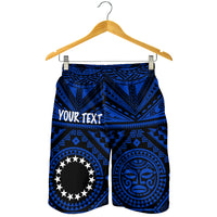 Cook Island Personalised Men's Short - Seal With Polynesian Tattoo Style ( Blue) - Polynesian Pride