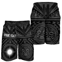 Marshall Personalised Men's Shorts - Marshall Seal With Polynesian Tattoo Style ( Black) - Polynesian Pride
