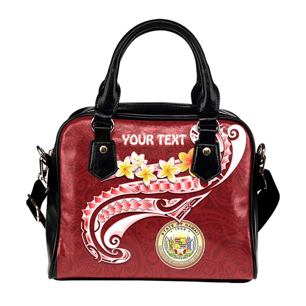 Hawaii Personalised Shoulder Handbag - Hawaii Seal Polynesian Patterns Plumeria - Polynesian Pride
