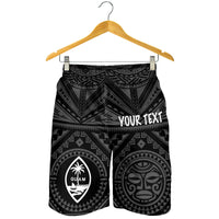 Guam Personalised Men's Short - Guam Seal With Polynesian Tattoo Style (Black) - Polynesian Pride