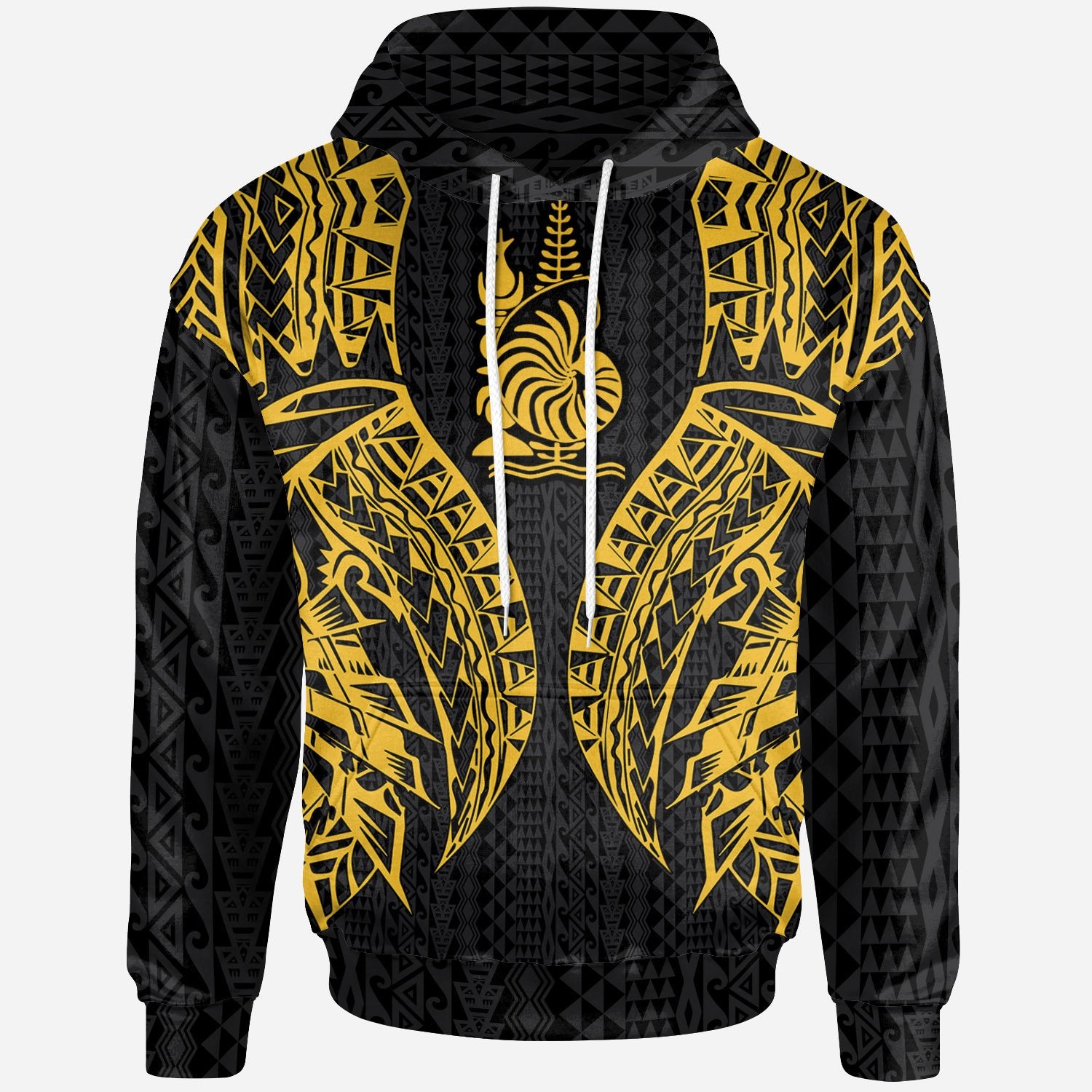 New Caledonia Hoodie Polynesian Lion Head Gold Style Unisex Gold - Polynesian Pride