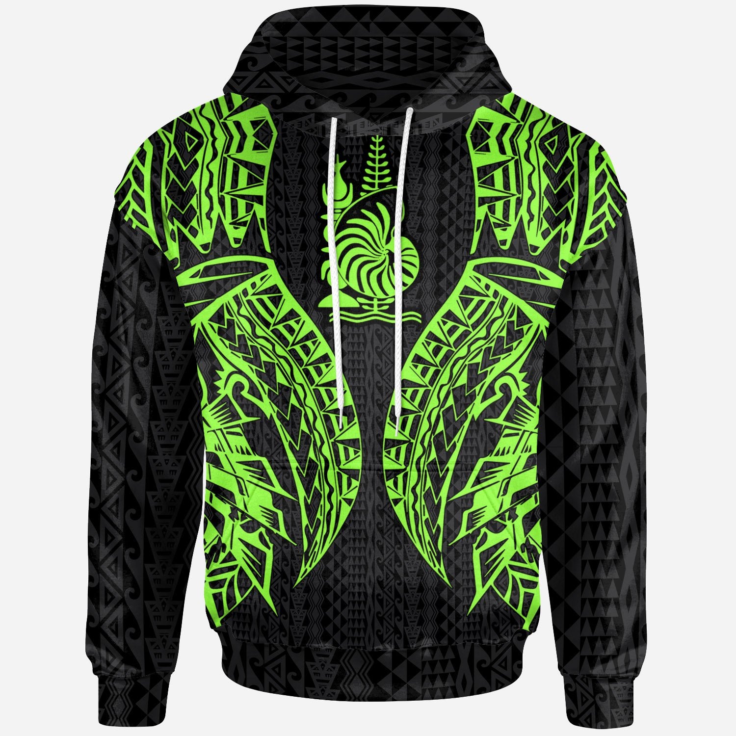 New Caledonia Hoodie Polynesian Lion Head Green Style Unisex Green - Polynesian Pride