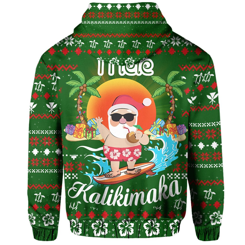 Hawaiian Santa Claus Mele Kalikimaka Hoodie Green Aviv Style - Polynesian Pride