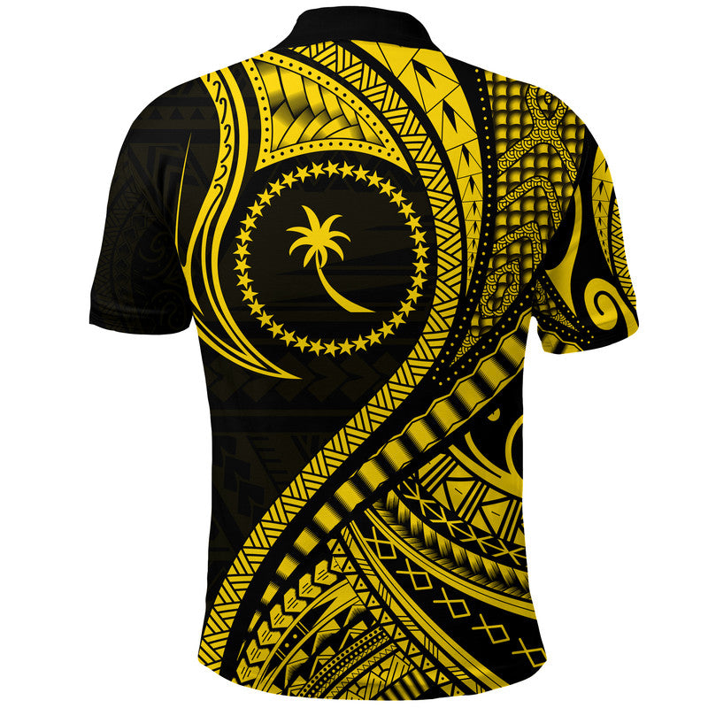 Chuuk Polo Shirt Federated States of Micronesia Gold Wave Style LT9 - Polynesian Pride