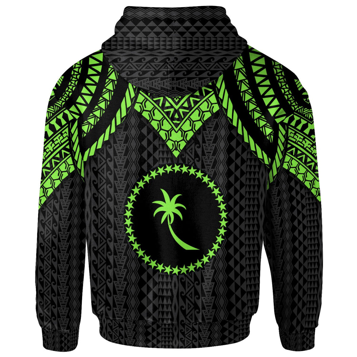 Chuuk Hoodie Polynesian Armor Style Green - Polynesian Pride