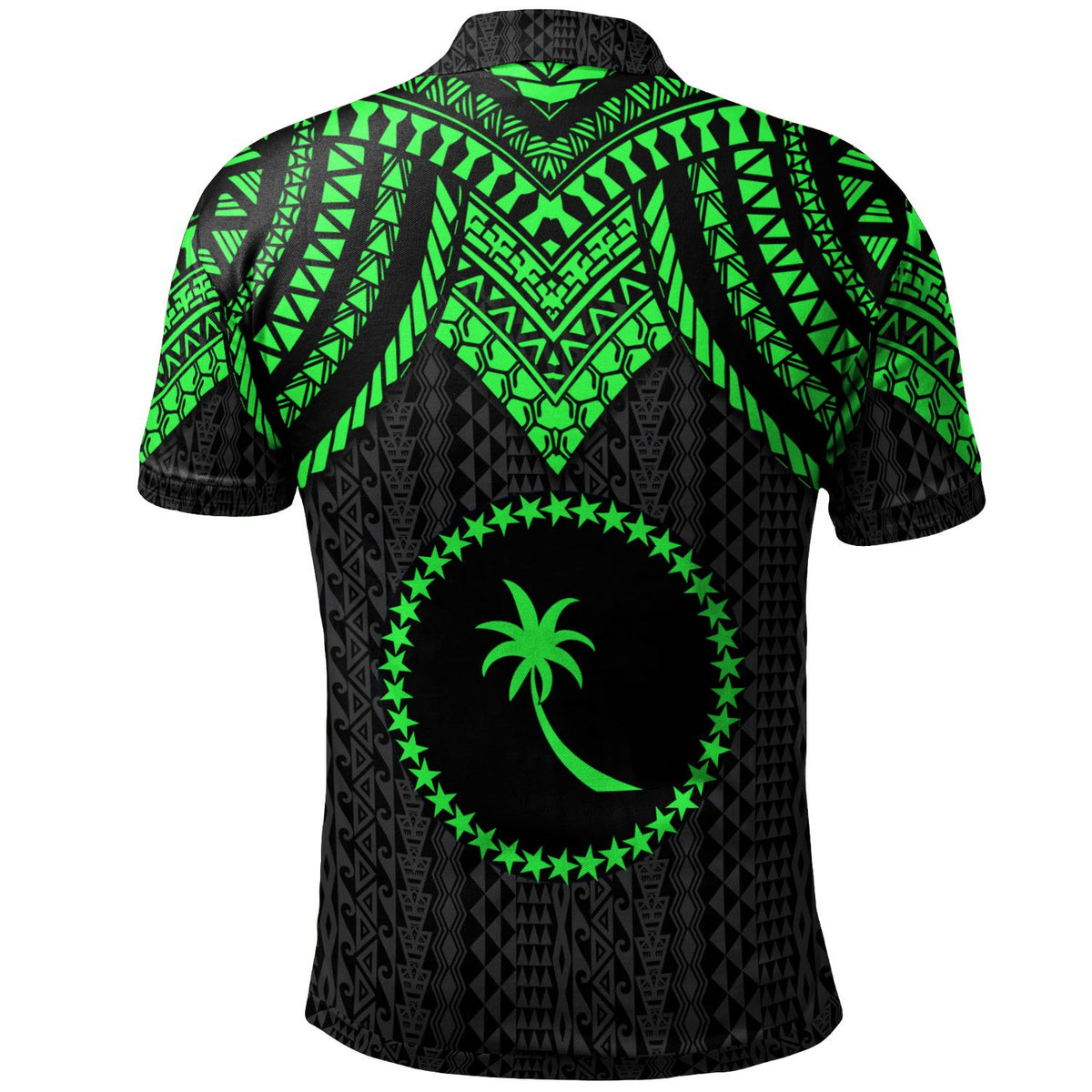 Chuuk Custom Polo Shirt Polynesian Armor Style Green - Polynesian Pride