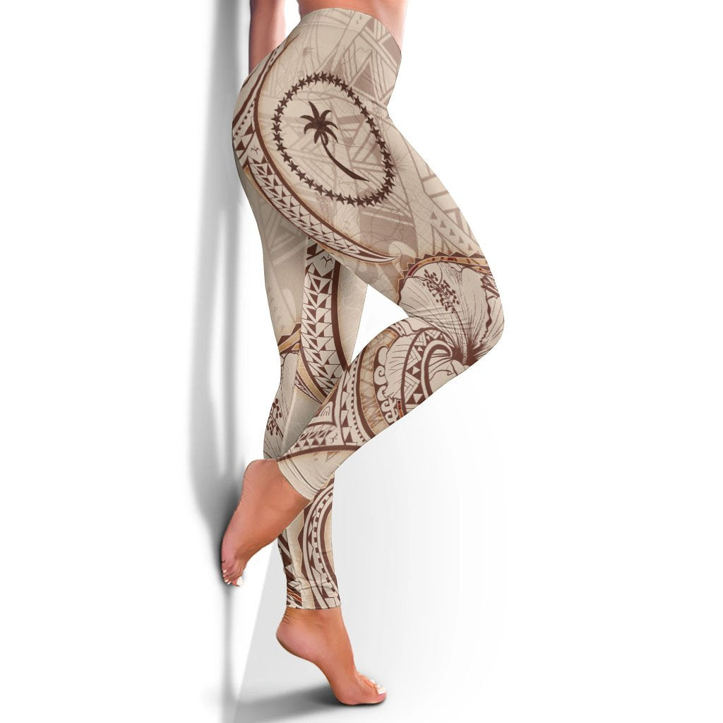 Chuuk Leggings - Hibiscus Flowers Vintage Style - Polynesian Pride