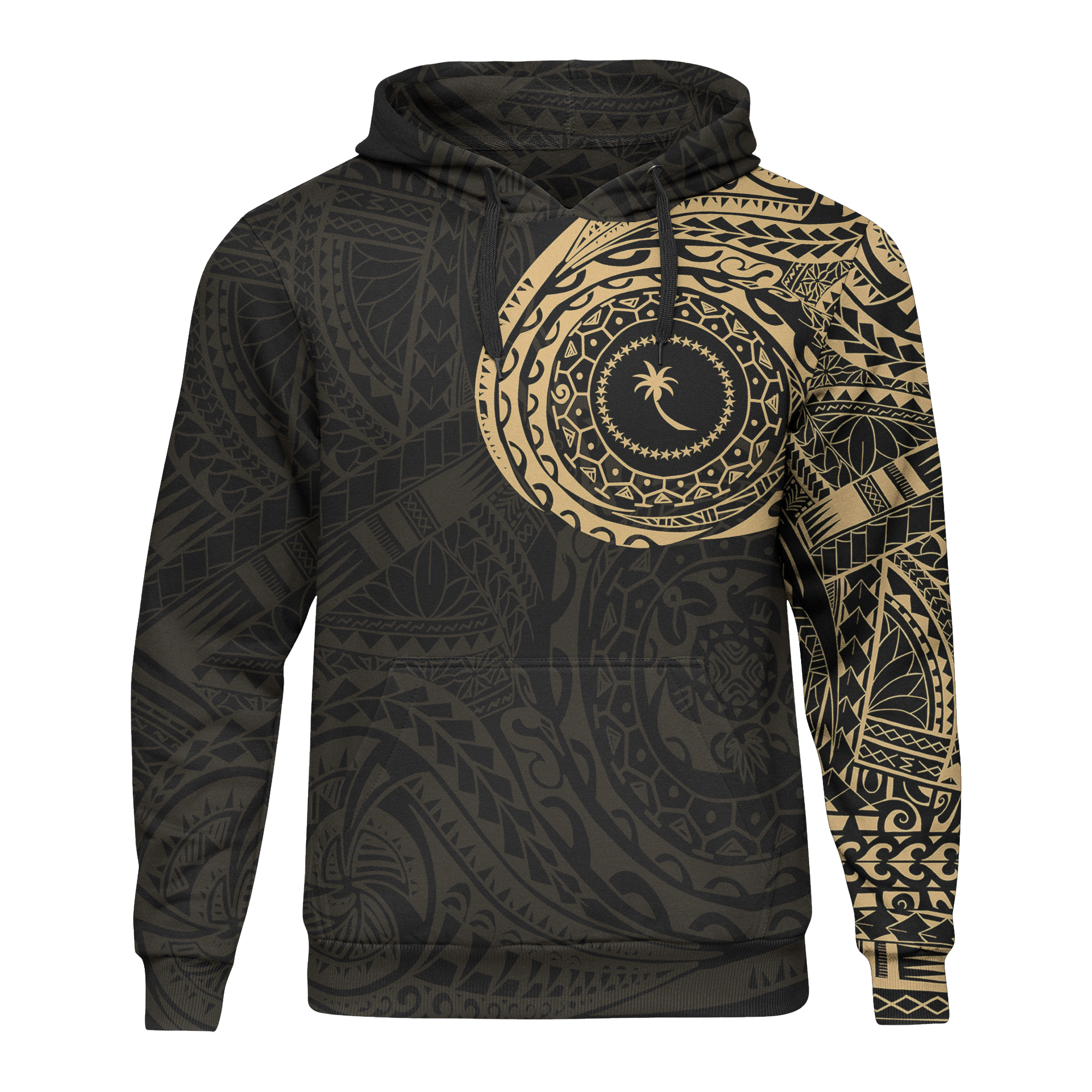 Micronesia All Over Print Hoodie Chuuk In My Heart Gold Unisex Black - Polynesian Pride