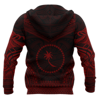 Chuuk Flag Polynesian Chief Hoodie Red Version - Polynesian Pride