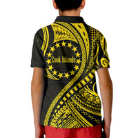 Cook Islands Polo Shirt Gold Polynesian Wave Style LT9 - Polynesian Pride