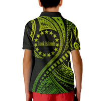 Cook Islands Polo Shirt Green Polynesian Wave Style LT9 - Polynesian Pride