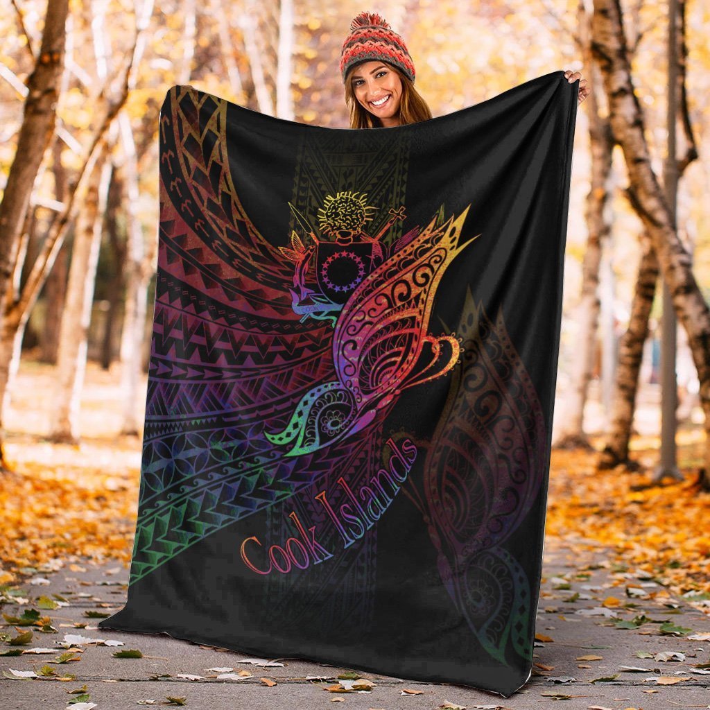 Cook Islands Premium Blanket - Butterfly Polynesian Style - Polynesian Pride