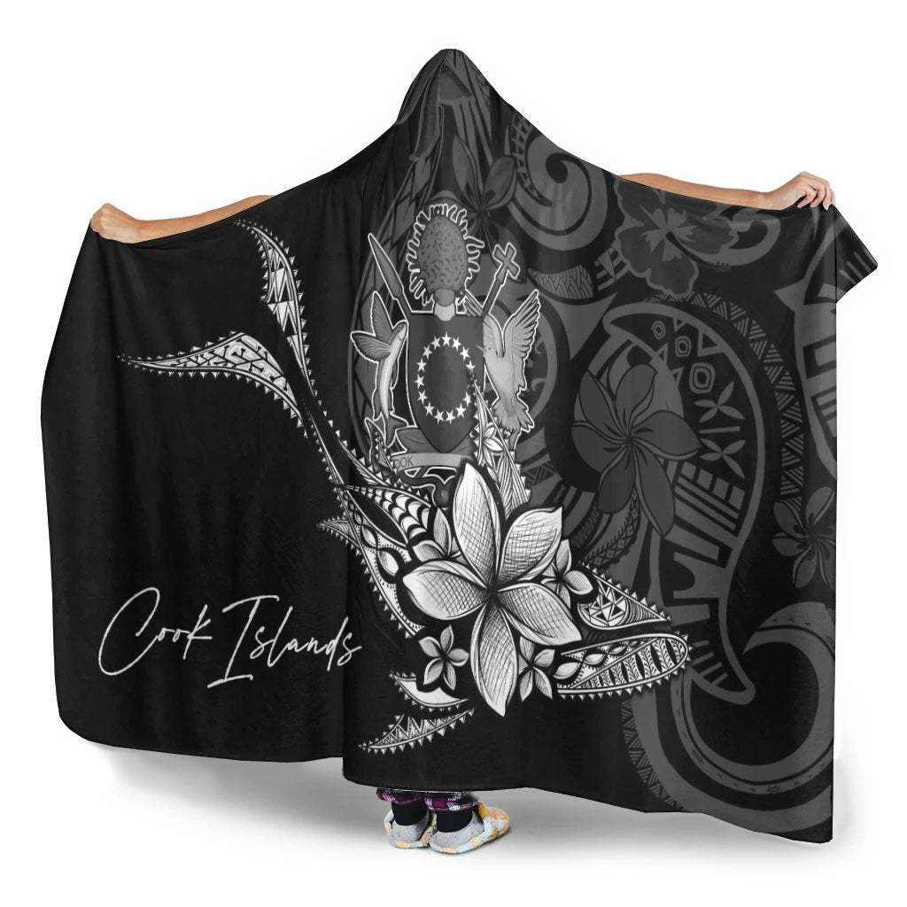 Cook Islands Hooded Blanket - Fish With Plumeria Flowers Style - Polynesian Pride