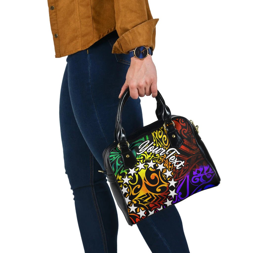 Cook Islands Custom Personalised Shoulder Handbag - Rainbow Polynesian Pattern - Polynesian Pride