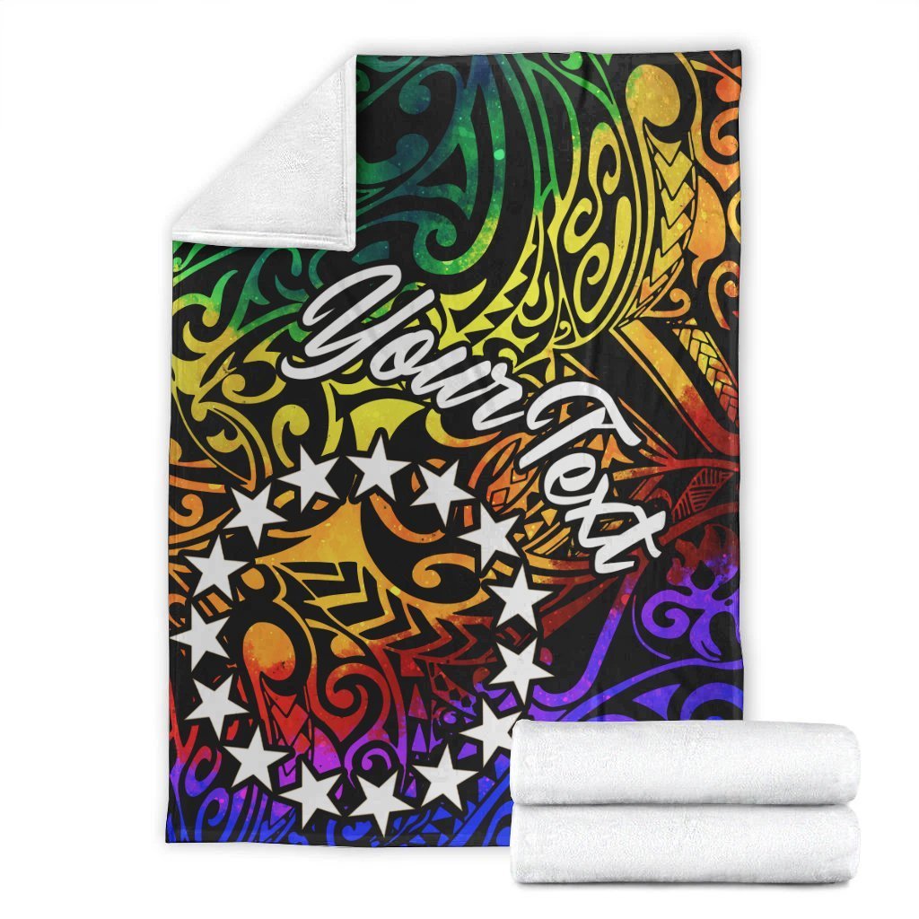 Cook Islands Custom Personalised Premium Blanket - Rainbow Polynesian Pattern - Polynesian Pride
