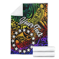 Cook Islands Custom Personalised Premium Blanket - Rainbow Polynesian Pattern - Polynesian Pride