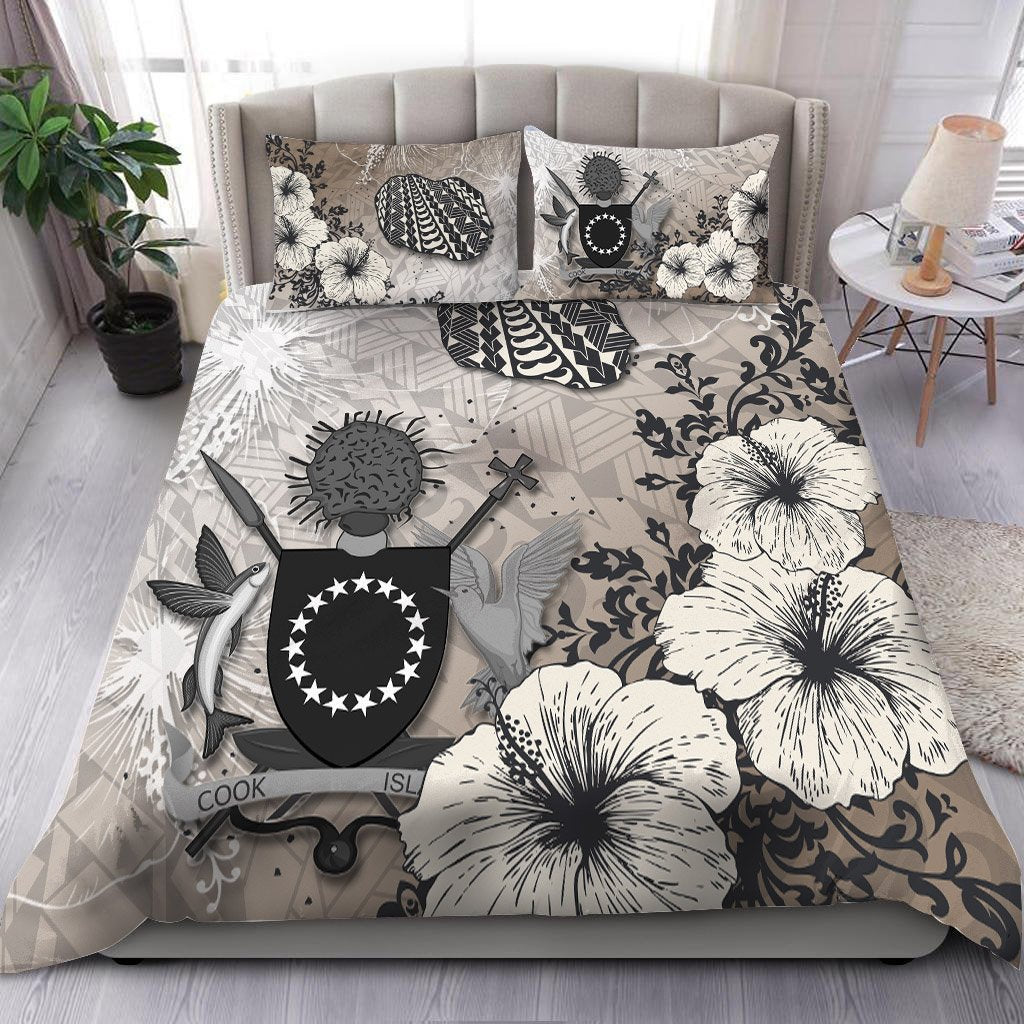 Cook Islans Bedding Set - Vintage Luxury Floral Style Nude - Polynesian Pride
