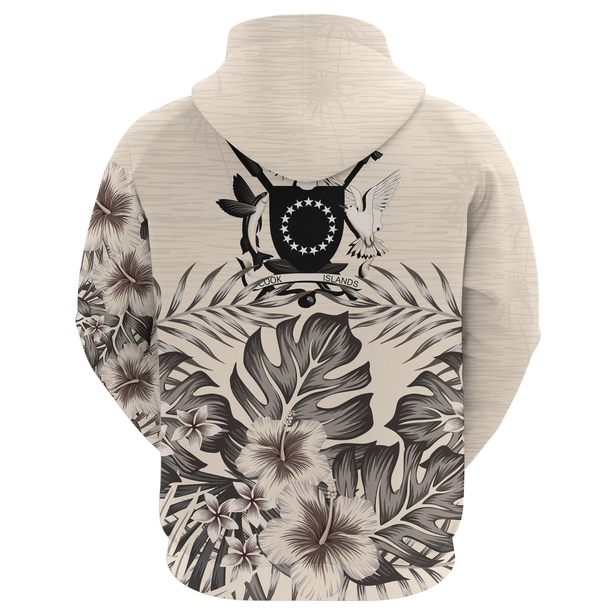 Cook Islands Hoodie The Beige Hibiscus - Polynesian Pride