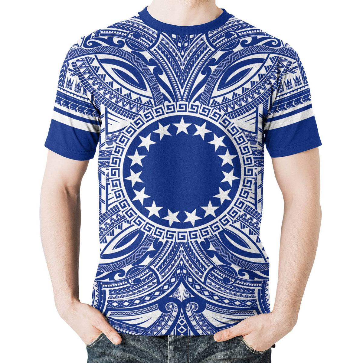 Cook Islands T Shirt Polynesian Coat of Arms Polynesian Flag Color - Polynesian Pride