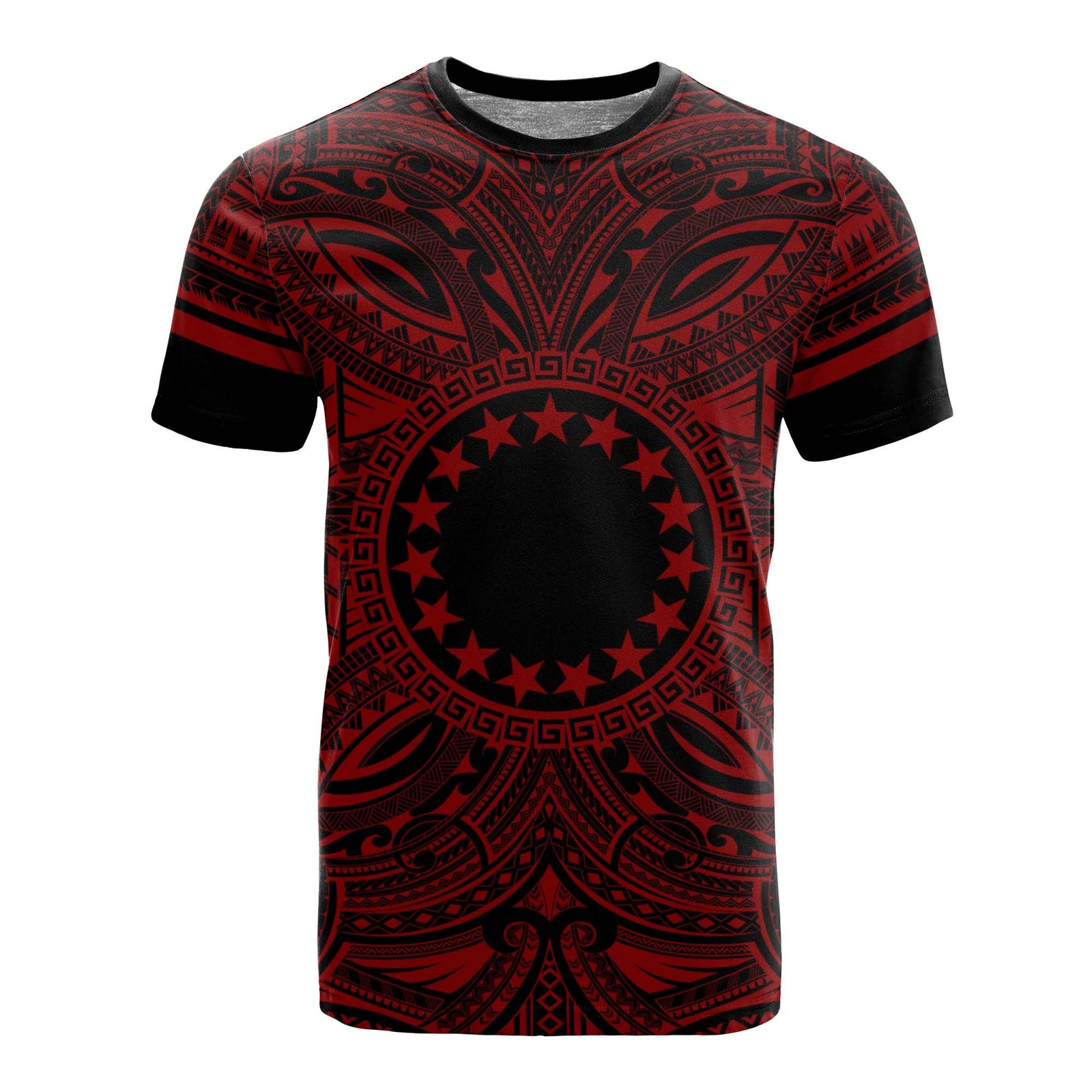 Cook Islands T Shirt Polynesian Coat of Arms Polynesian Red Black Unisex Red - Polynesian Pride