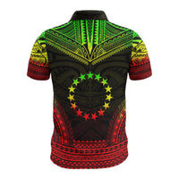 Cook Islands Custom Polo Shirt Cook Islands FLag Polynesian Chief Tattoo Reggae Version - Polynesian Pride