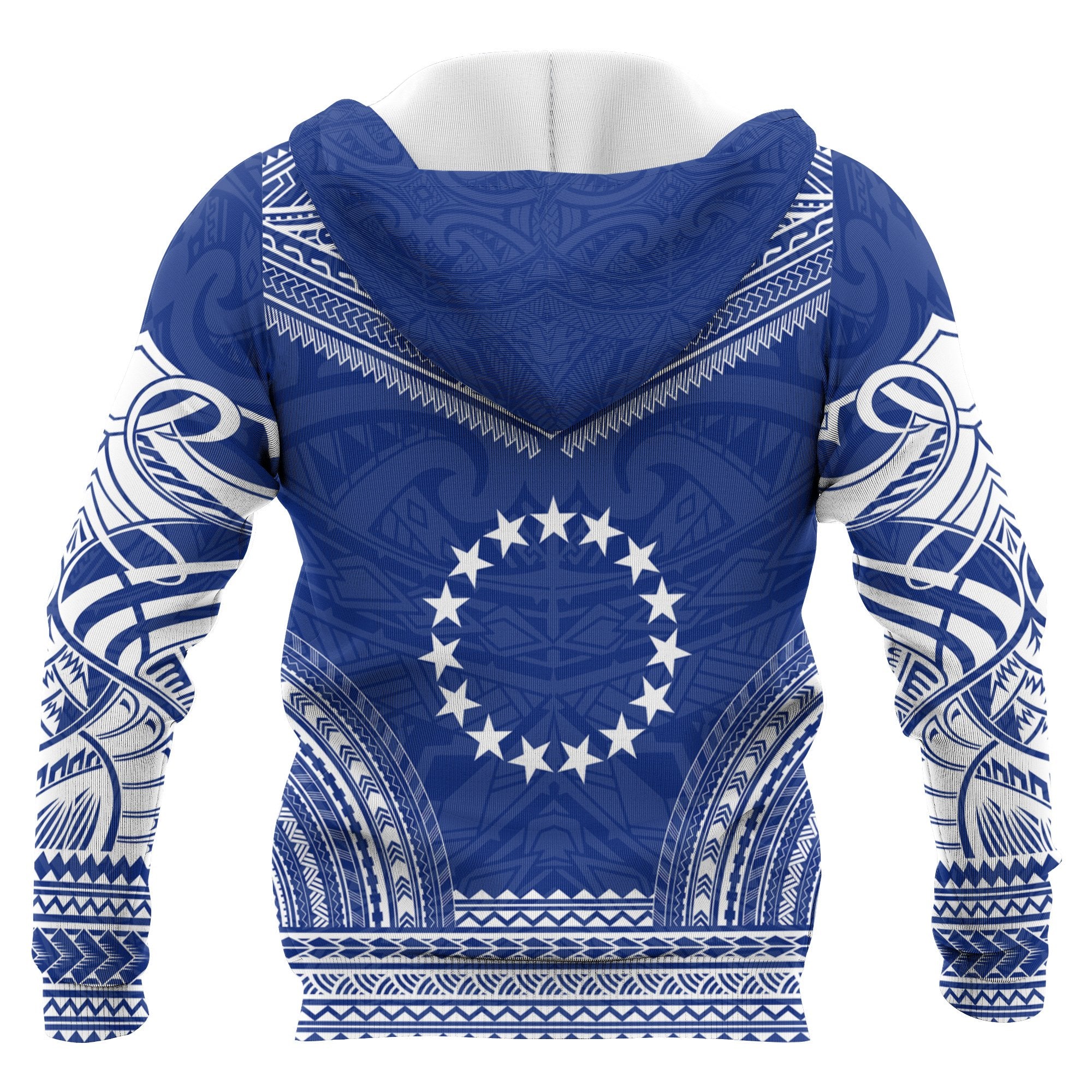 Cook Islands Polynesian Chief Custom Zip up Hoodie Flag Version Unisex Blue - Polynesian Pride