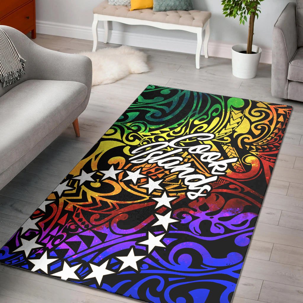 Cook Islands Area Rug - Rainbow Polynesian Pattern Rainbow - Polynesian Pride
