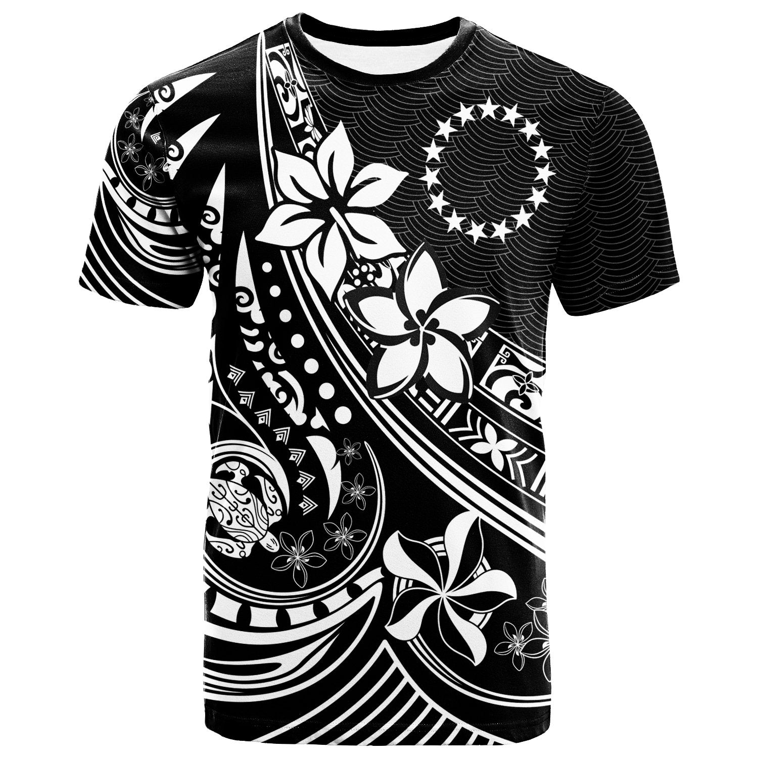 Cook Islands T Shirt The Flow of The Ocean Unisex Black - Polynesian Pride