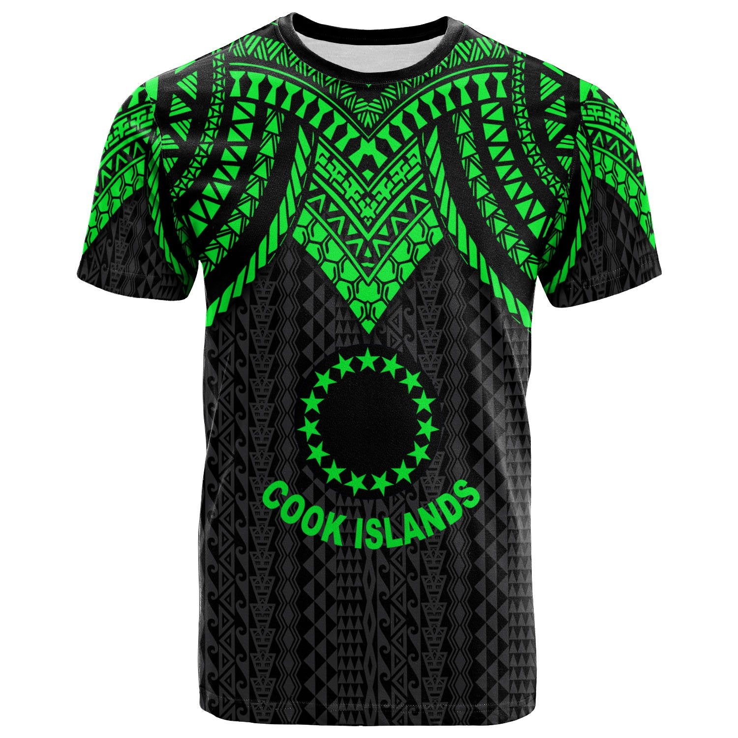 Cook Islands T Shirt Polynesian Armor Style Green Unisex Art - Polynesian Pride