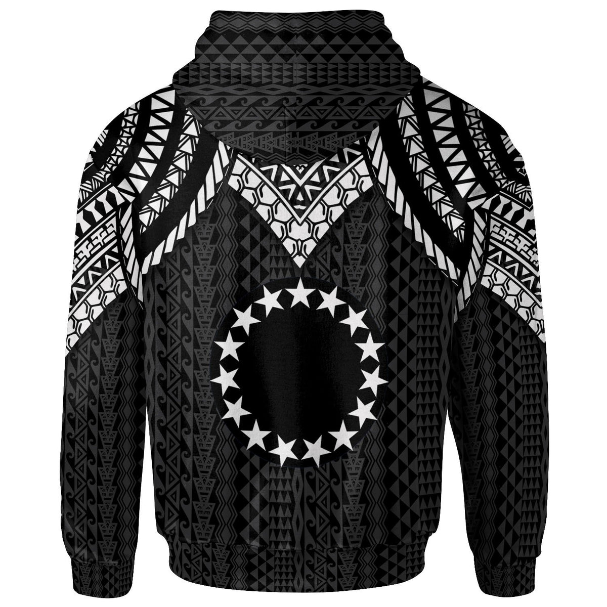 Cook islands Zip up Hoodie Polynesian Armor Style Black - Polynesian Pride