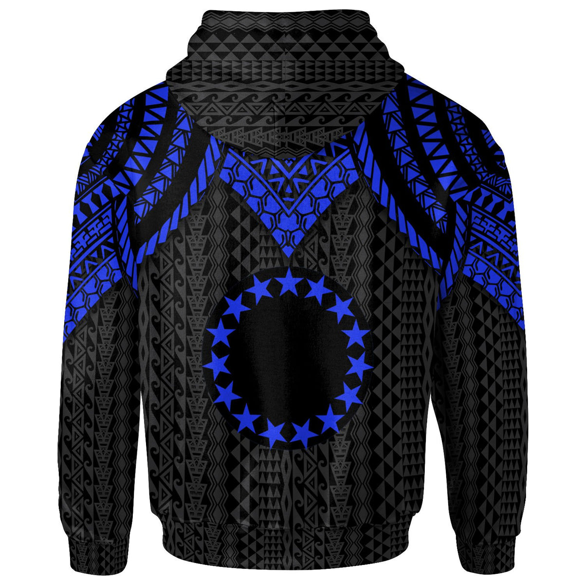 Cook islands Zip up Hoodie Polynesian Armor Style Blue - Polynesian Pride