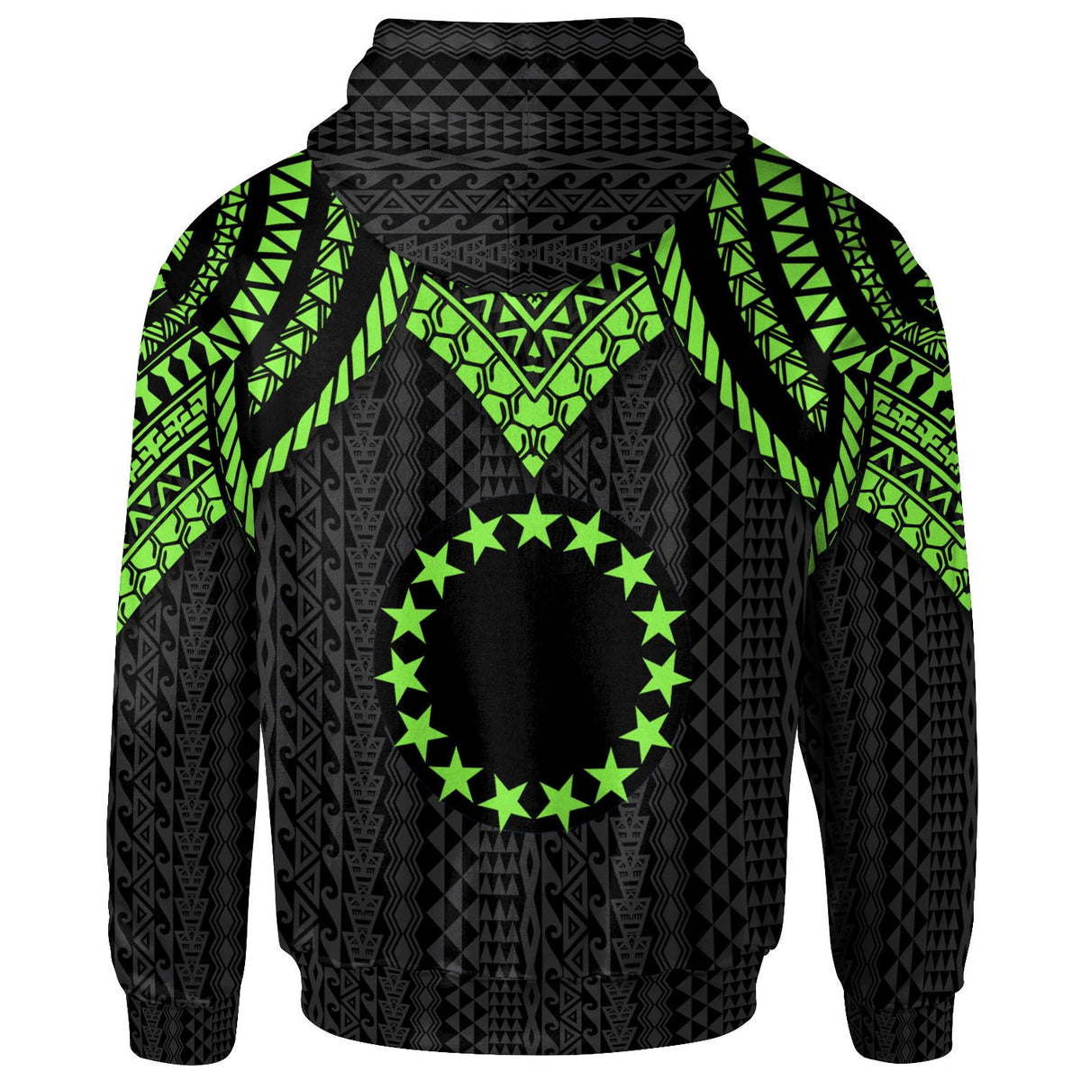 Cook islands Zip up Hoodie Polynesian Armor Style Green - Polynesian Pride