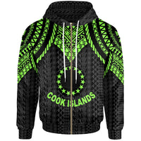 Cook islands Zip up Hoodie Polynesian Armor Style Green Unisex Green - Polynesian Pride