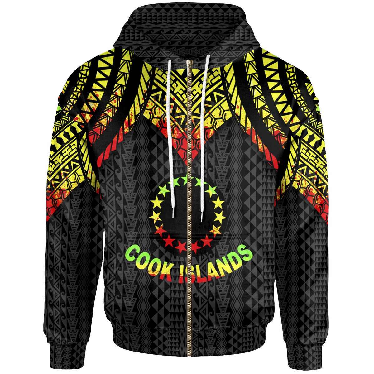 Cook islands Zip up Hoodie Polynesian Armor Style Reagge Unisex Reagge - Polynesian Pride