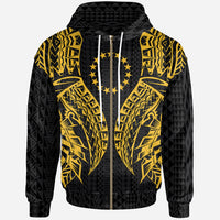 Cook Islands Zip up Hoodie Polynesian Lion Head Gold Style Unisex Gold - Polynesian Pride