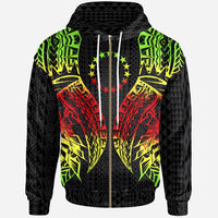 Cook Islands Zip up Hoodie Polynesian Lion Head Reggae Style Unisex Reggae - Polynesian Pride